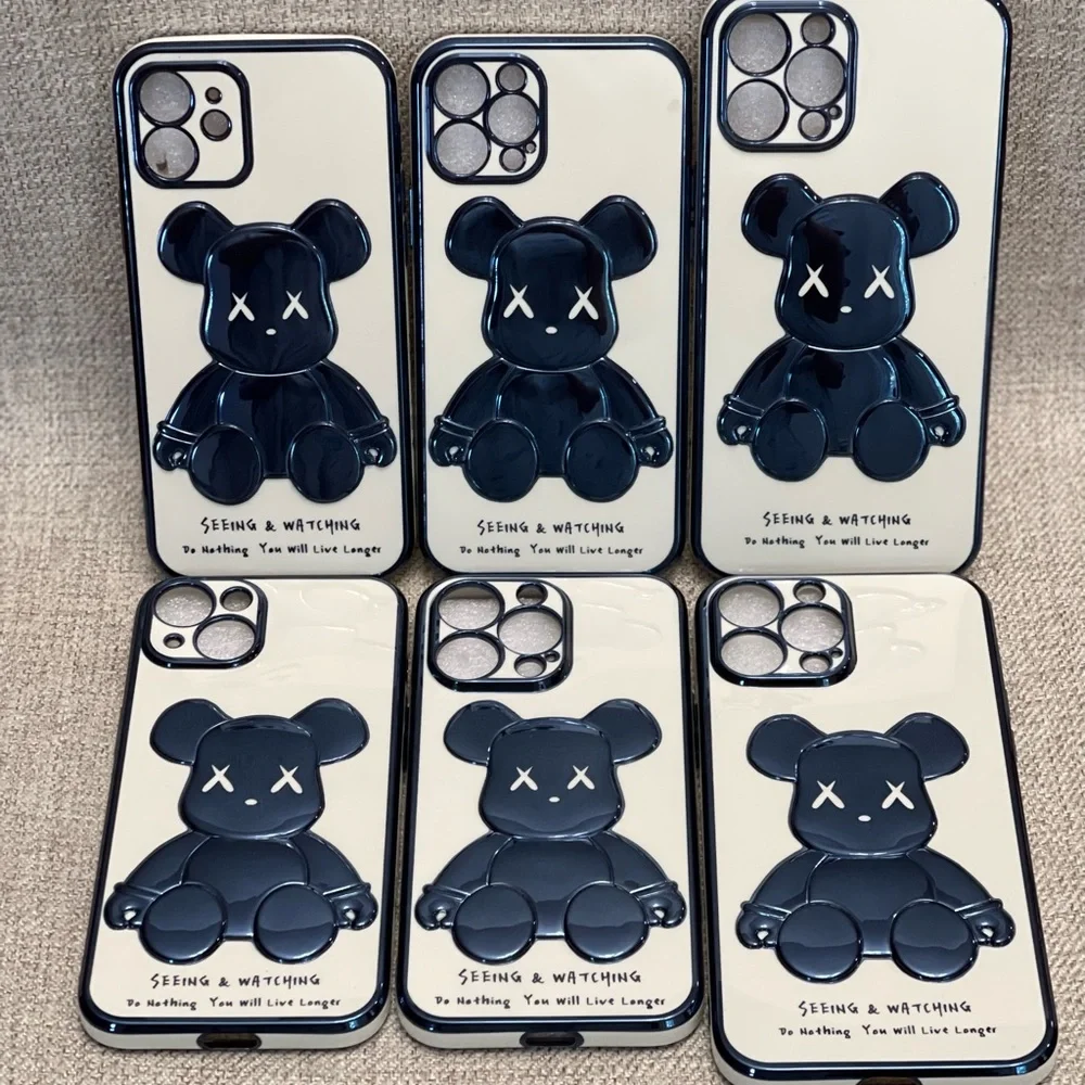 Electroplate Blue Violent Bear in White Background iPhone Case